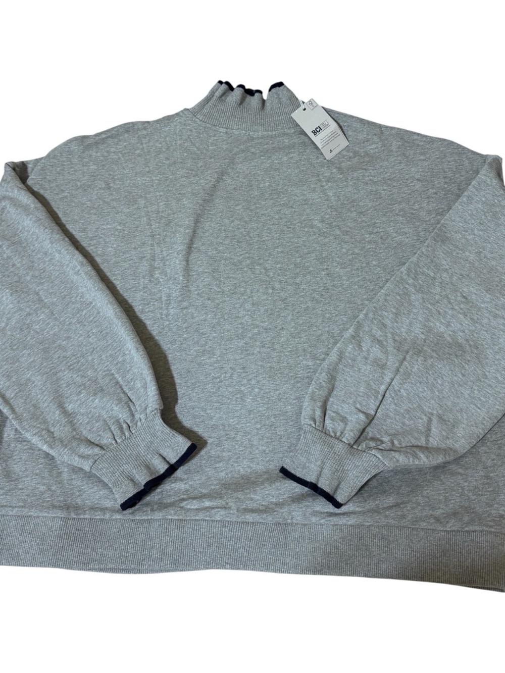 Boden Light Gray Pullover Sweater with Black Ruffle Trim - Picture 5 of 8